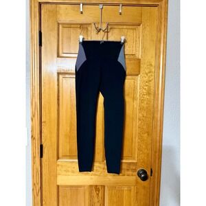 ZYIA Active Black Striped High Waist Athletic Leggings Athleisure Yoga Pants